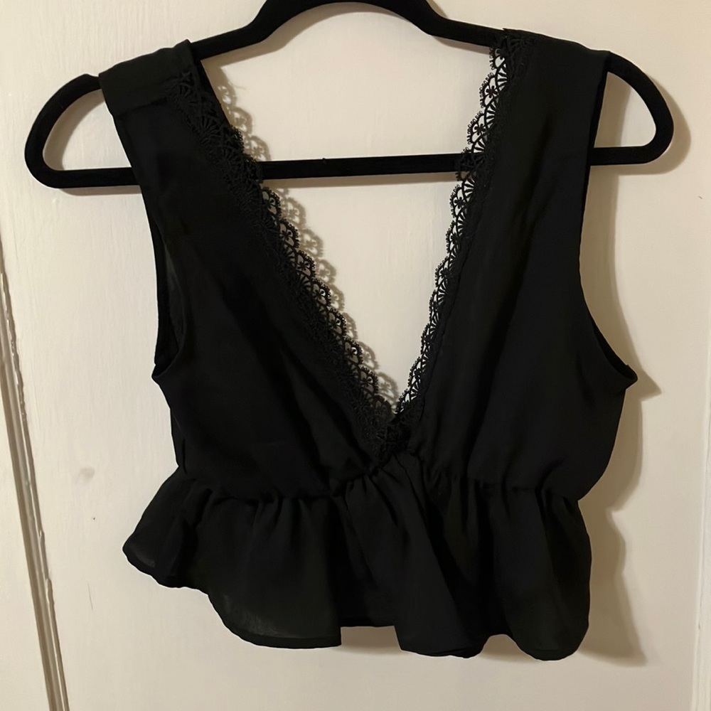 Black plunge blouse
